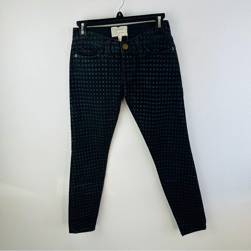 Current Elliot Stiletto Jeans Womens Size 23 Black Charcoal‎ Polka Dot Print